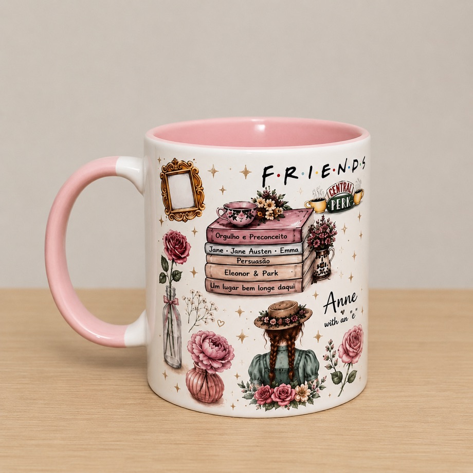 Caneca personalizada CupSpace — Friends & livros favoritos
